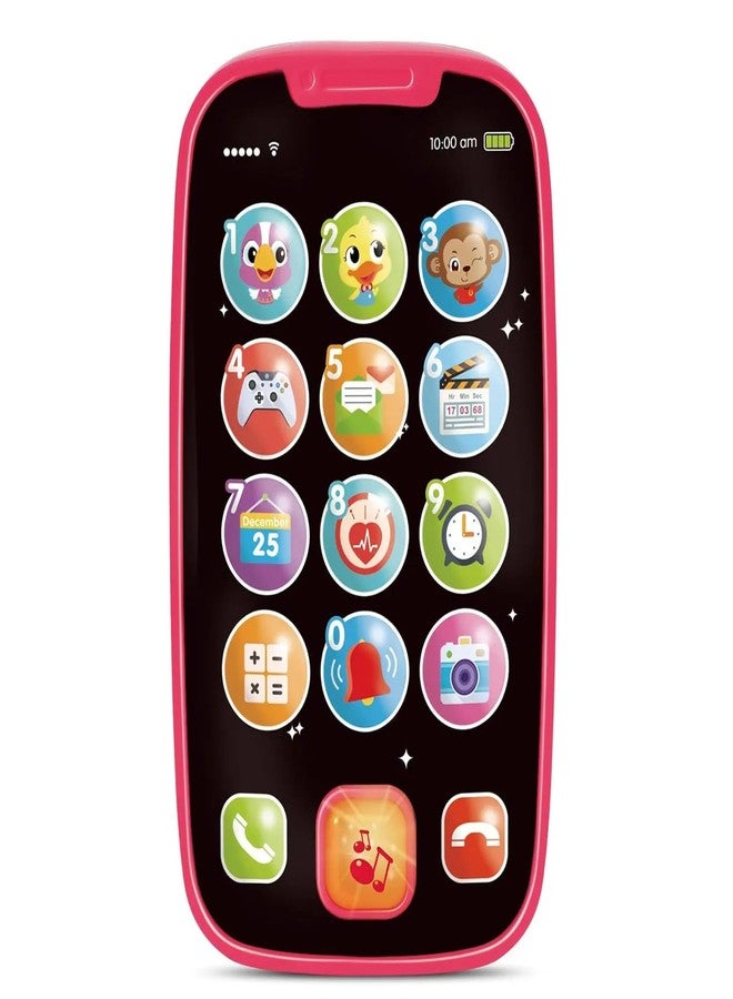 KITMEER Baby Phone Toys for 1 Year Old Boy Girl, My First Learning Play Phone for Kid, Musical Light up Phone Toys 12 18 24 Month, Toys for 1,2 Year Old Boys Girls Multicolour (Pink) - Image 1